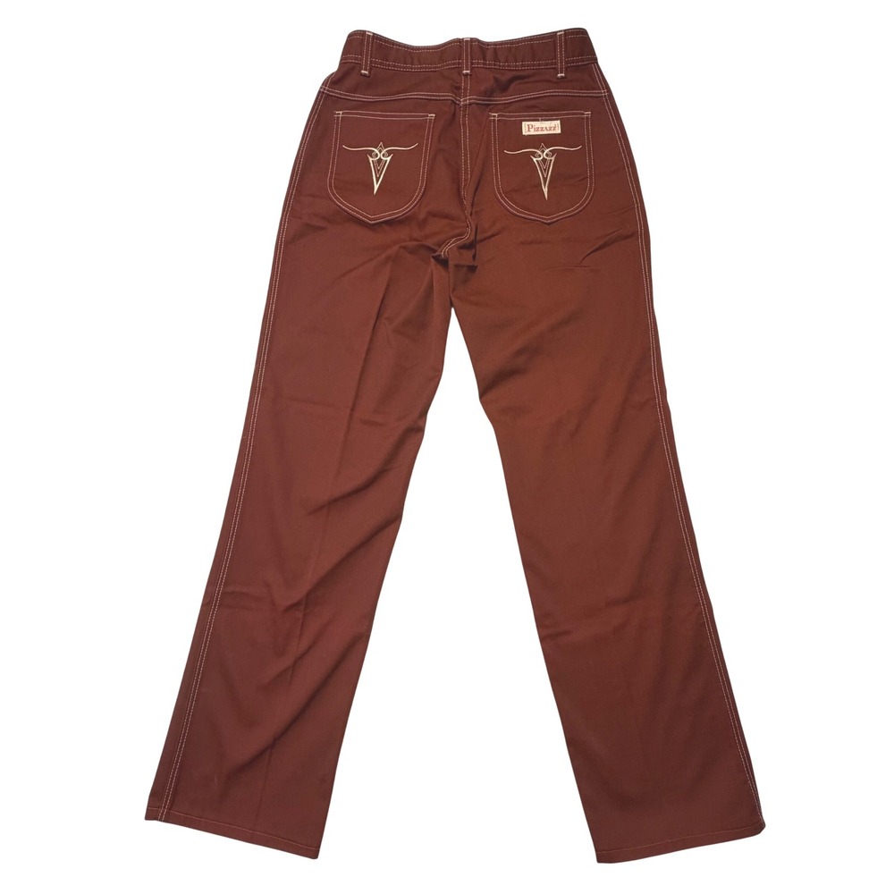 Pizzazz Vintage Pants Rust Brown Western High Rise‎ Straight Leg Size 12 USA 70s